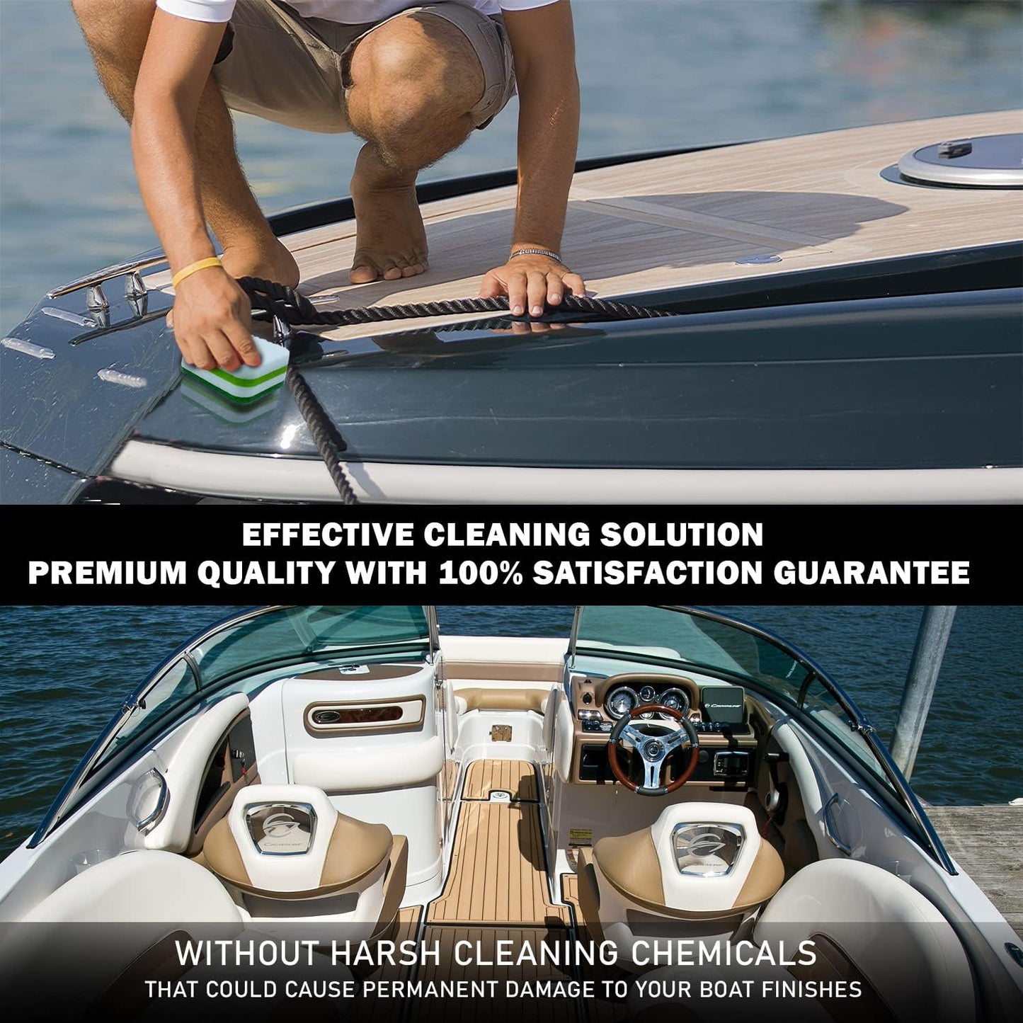 Marine Grime & Scuff Remover Pads | Boat Cleaning Supplies & Polishing Sponges for Boats &Jet Skis | Boat Erasers for Deck Marks, Scratches & Black Streaks | Improved Strength & Higher Density