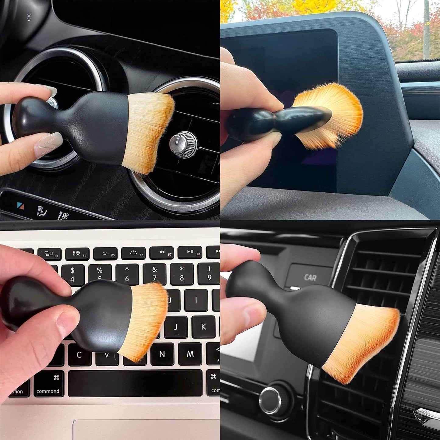 Car Brush, Car Interior Cleaning Tool, Car Cleaning Brush Dust Collectors, Curved Design Dirt Dust Clean Brushes, Engine Compartment and Dashboard(2 PCS)