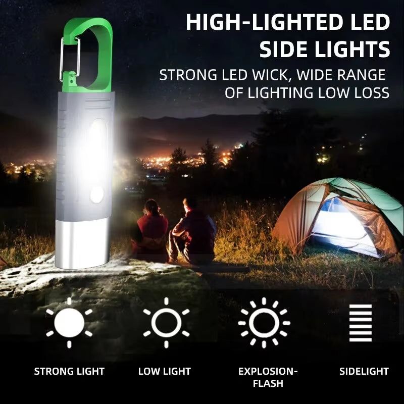 Mini Convenient High Power LED Flashlight Camping Flashlight, 3Ledand Side Lights Telescopiczoom Waterproof Light, Lampshade