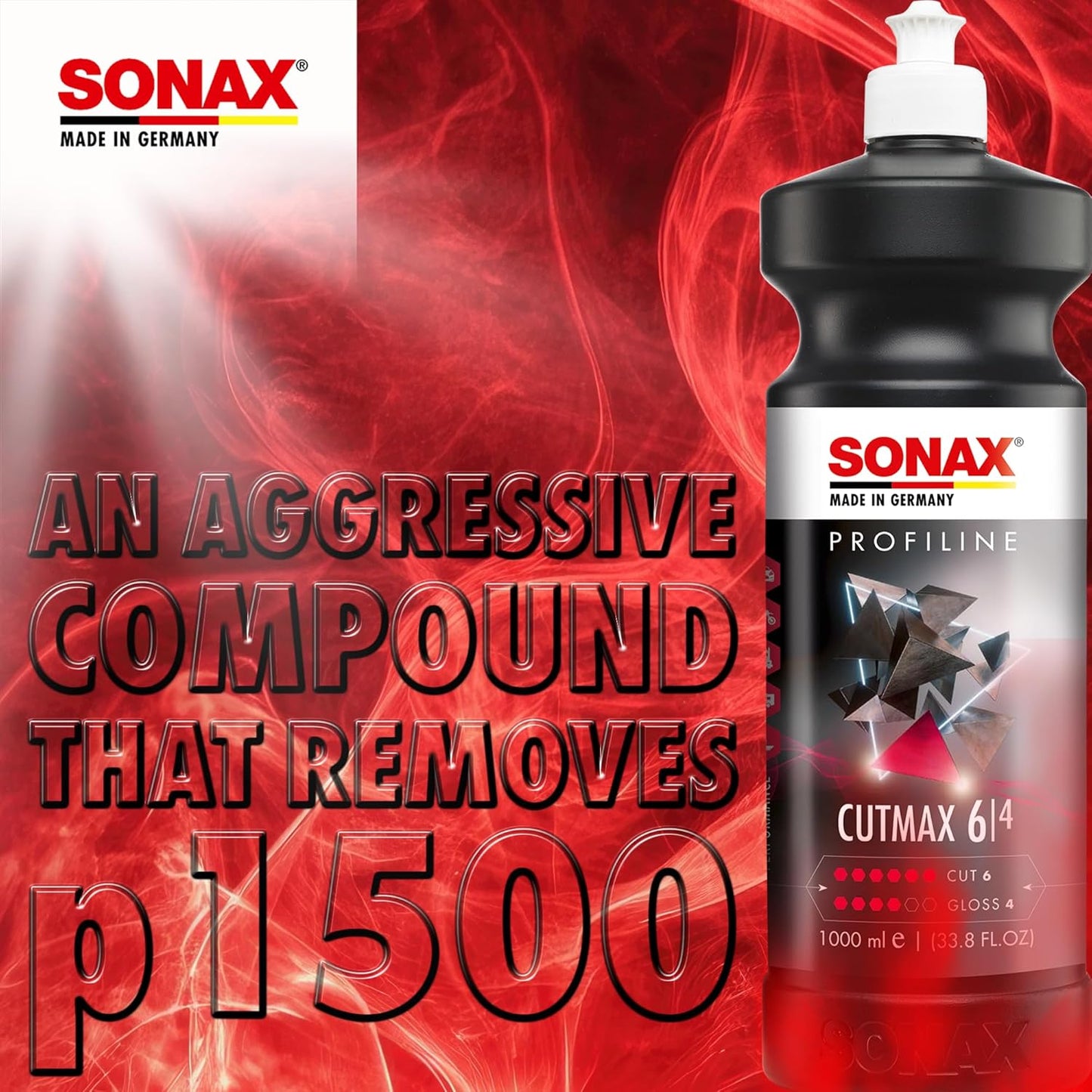 Cutmax Compound 246141 | High-Abrasive Paint Correction Polish for P1500 Grit Sanding Marks | Silicone-Free, Dust-Free, and Odorless | Long Buffing Cycle for Severe Weathered Paint | 250Ml
