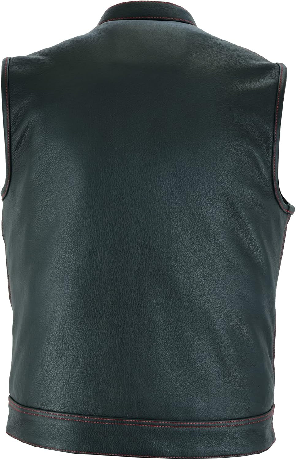 Mens Black Motorcycle Vests - SOA Club & Traditional Paisley Satin Liner Leather Biker Vests
