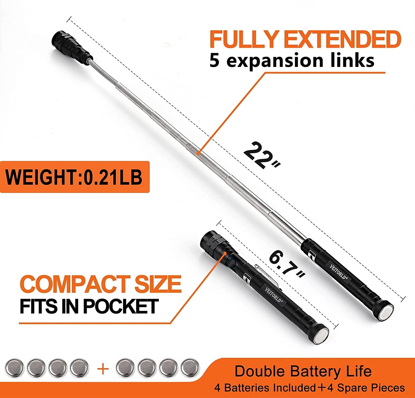 Gifts for Dad Men from Daughter Son Wife, Fathers Day, Extendable Magnetic Flashlight, Telescoping Magnet Pickup Tool, Cool Birthday Gifts for Father Grandpa Husband Boyfriend Women
