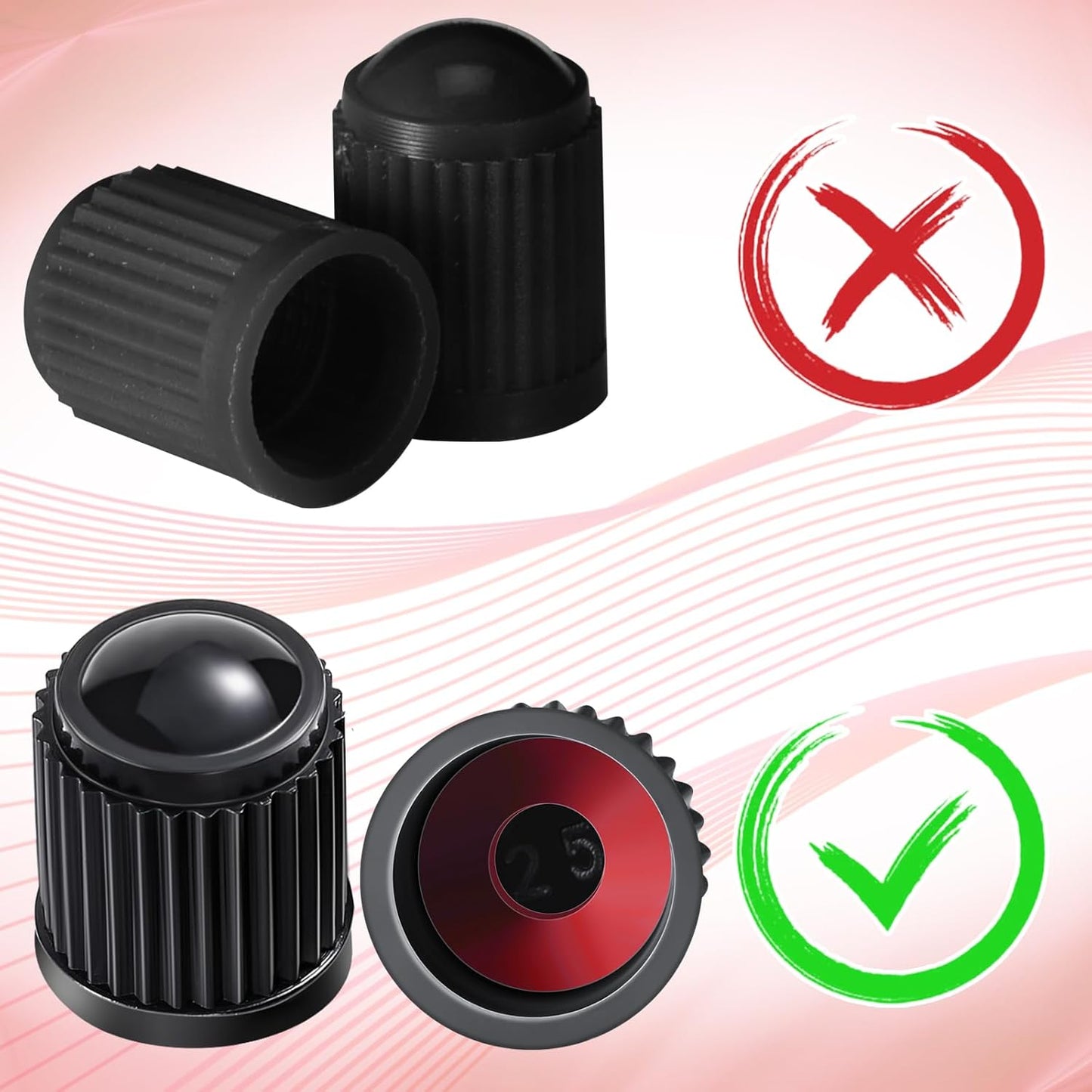 20 Pcck Tire Valve Team Caps Car Tire Caps Plastic Universal Black Stem Covers for Bike Bicycle Cars Suv Trucks Motorcycles