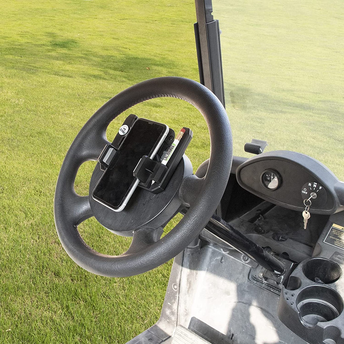 CLUBRALLY Golf Cart Accessories Phone Holder Steering Wheel Cell Phone Mount Fli