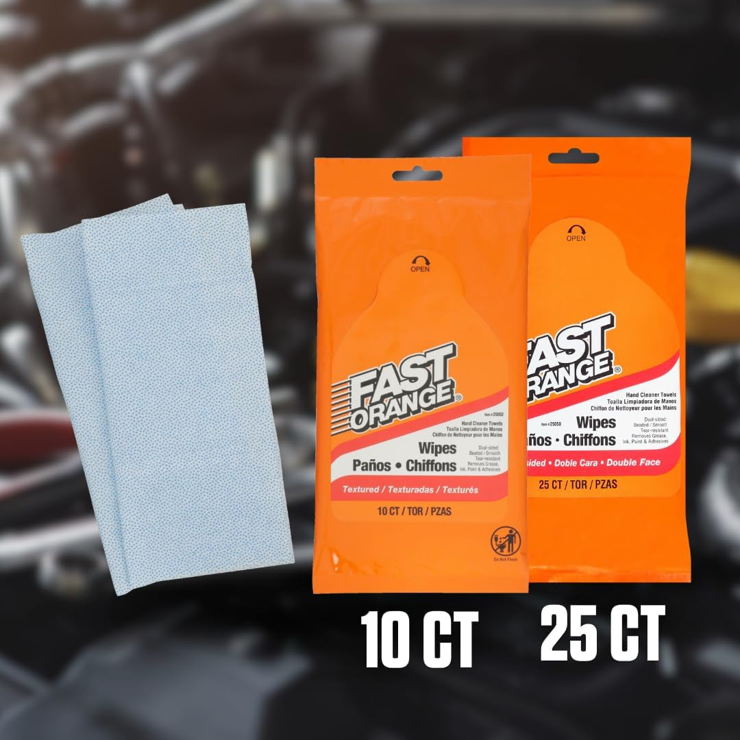 25050 Hand Cleaner Wipes, Mechanic Wipes for Auto Shop, Heavy Duty Wipes, Removes Grease, Oil, Exhaust Fumes from Hands and Skin, 25 Count