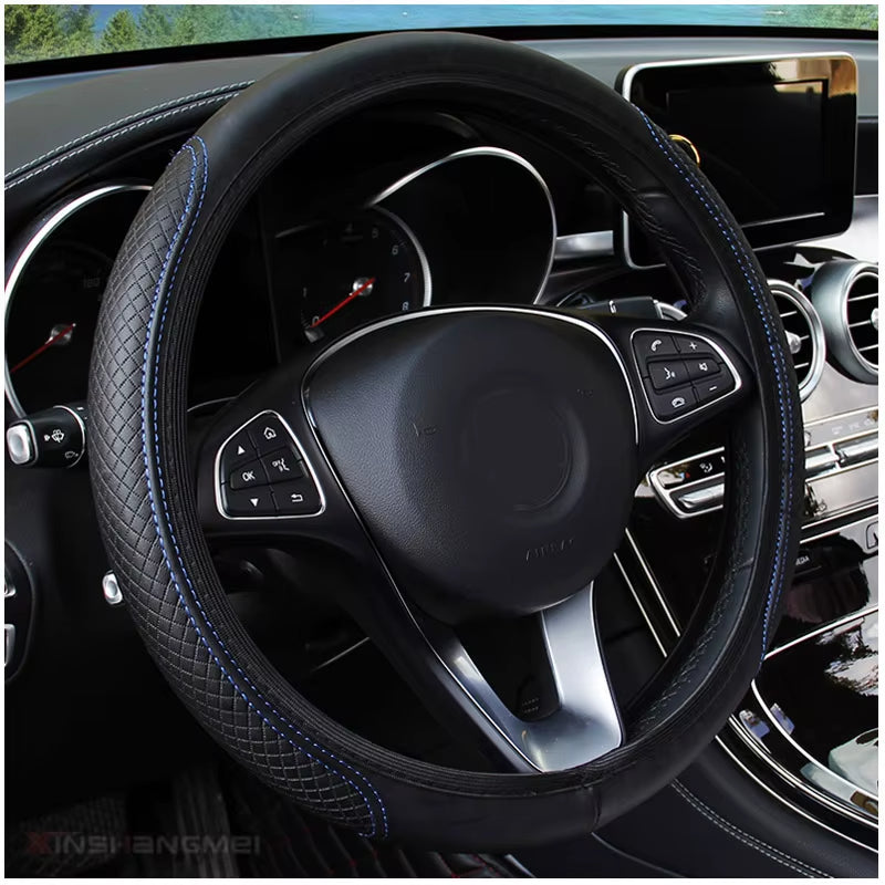 Automobile Universal Steering Wheel Cover Non-Slip Car Steering Wheel Cover Non-Slip Embossed Leather Car-Styling