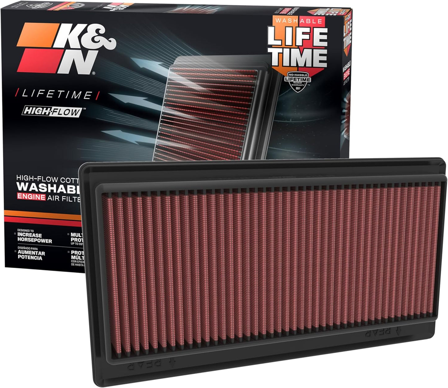 High-Flow Original Lifetime Engine Air Filter: Increase Power: Premium, Washable: Compatible with 2022-2026 Acura/Honda: MDX, Passport, Pilot, 33-5117