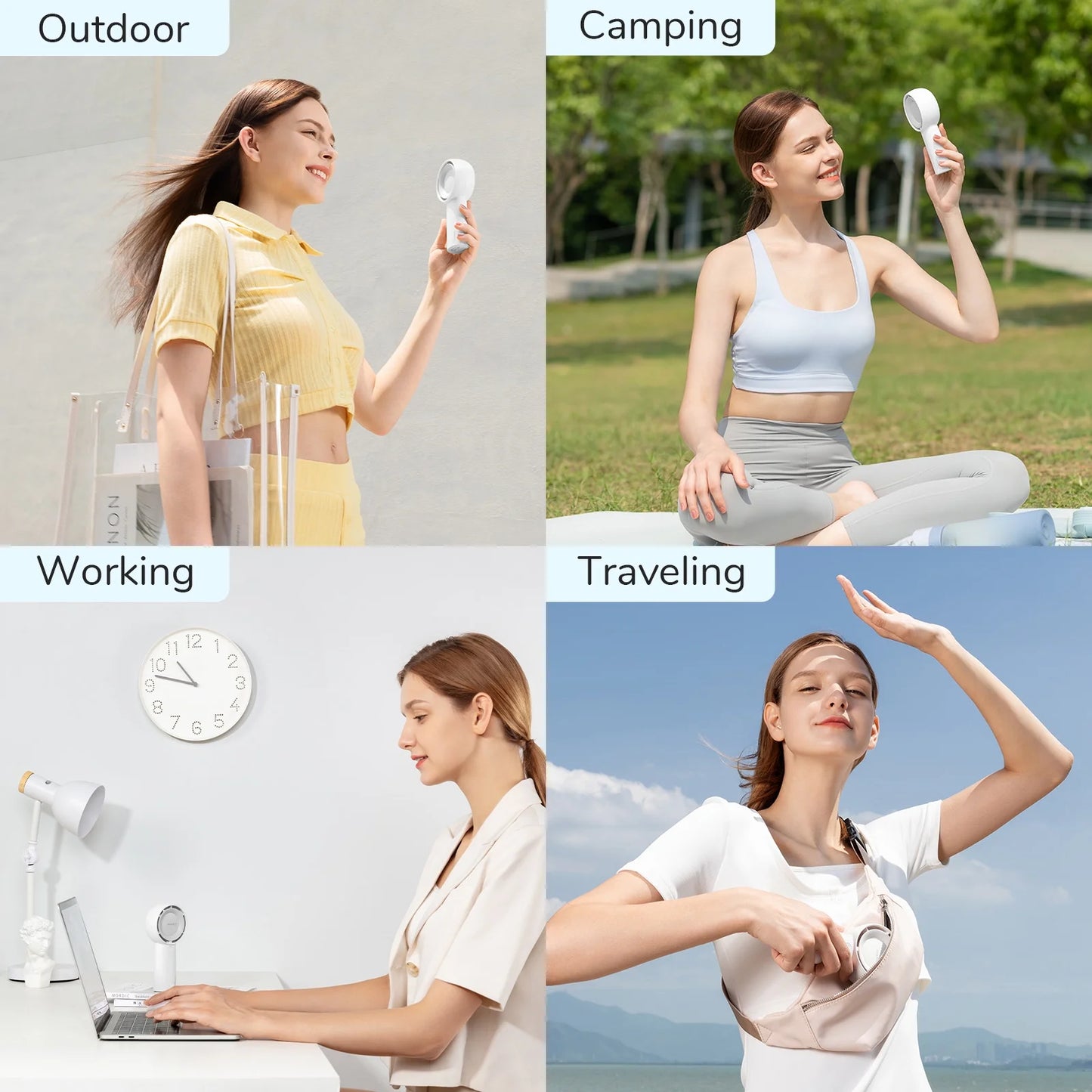 Turbo Fan-Sized Portable Fan & 16H Runtime 4000Mah USB Rechargeable Fan with 5 Wind Modes for All Occasions