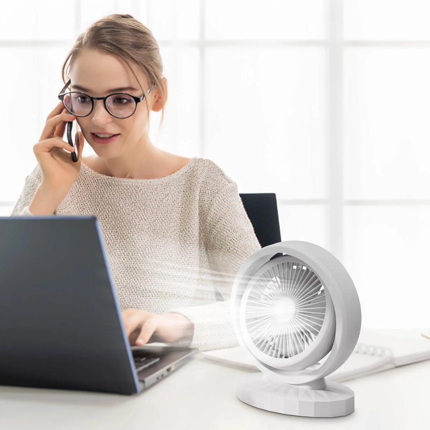 Cooling Multifunctional Mini Charging Small Fan, Strong Wind, Small Night Light, Office Desktop, Small Dormitory, Silent USB Electric Fan, Purple, on Clearance