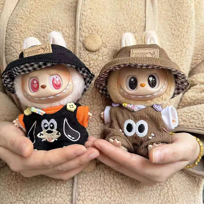 For Labubu V2 Plush Doll Pendant Cartoon Jumpsuit Three Piece Set Cool & Cute Outfit Accessories Labubu Clothes Ropa Labubu