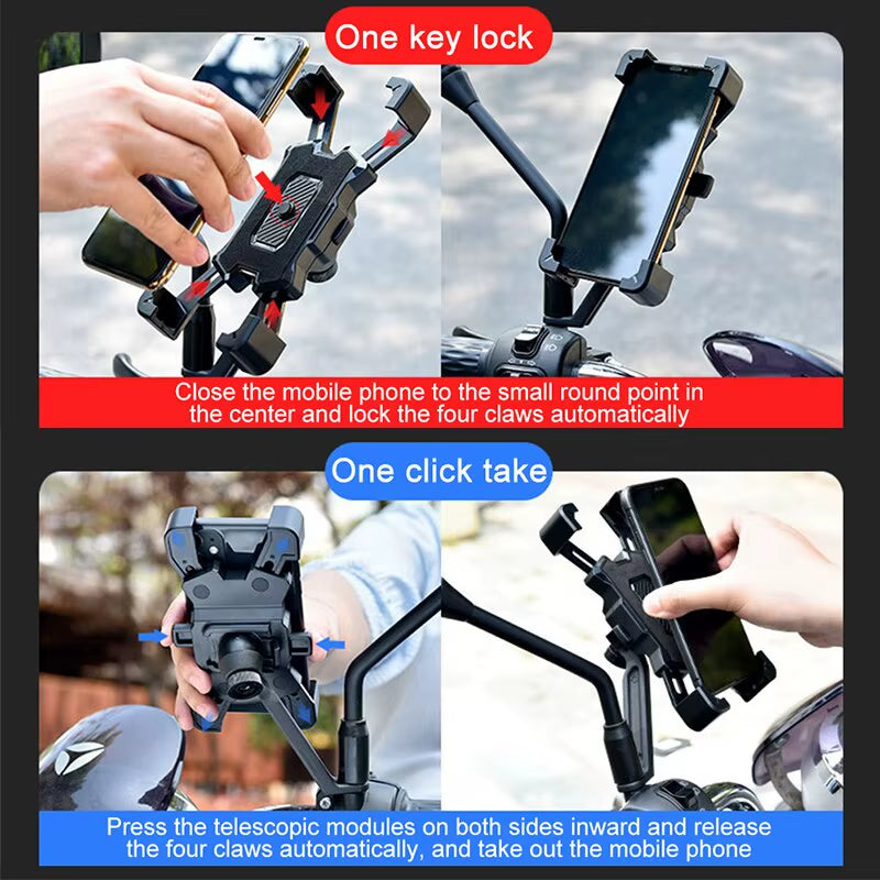 360 Rotation Bike Phone Holder Motorcycle Bicycle Phone Holder Handlebar Stand Mount Bracket Mount Phone Holder for Mobile Phone