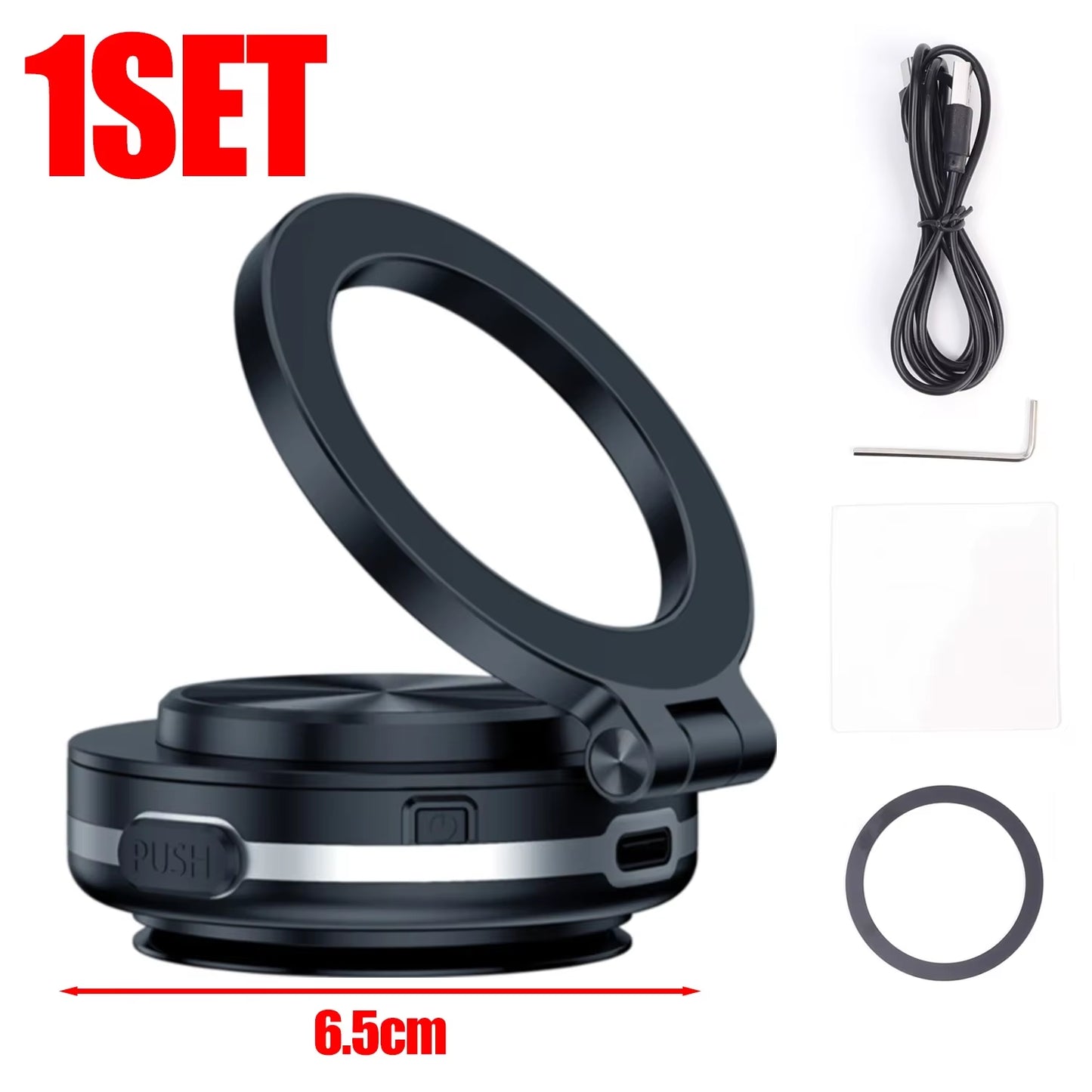 Vacuum Adsorption Car Phone Holder 360° Rotate Universal Mobile Phone Bracket Suction Cup Folding Adjustable Magnetic Adsorption