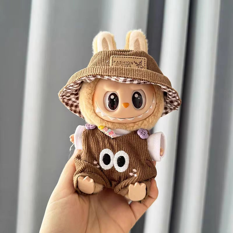 For Labubu V2 Plush Doll Pendant Cartoon Jumpsuit Three Piece Set Cool & Cute Outfit Accessories Labubu Clothes Ropa Labubu