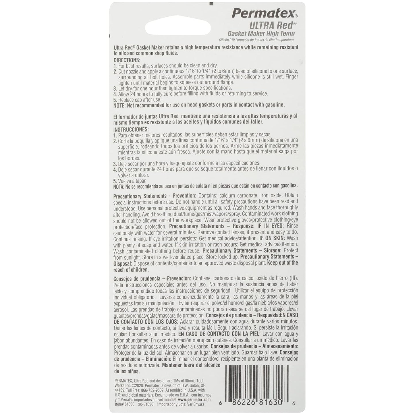 81630 Ultra Red High Temperature Gasket Maker, 3 Oz