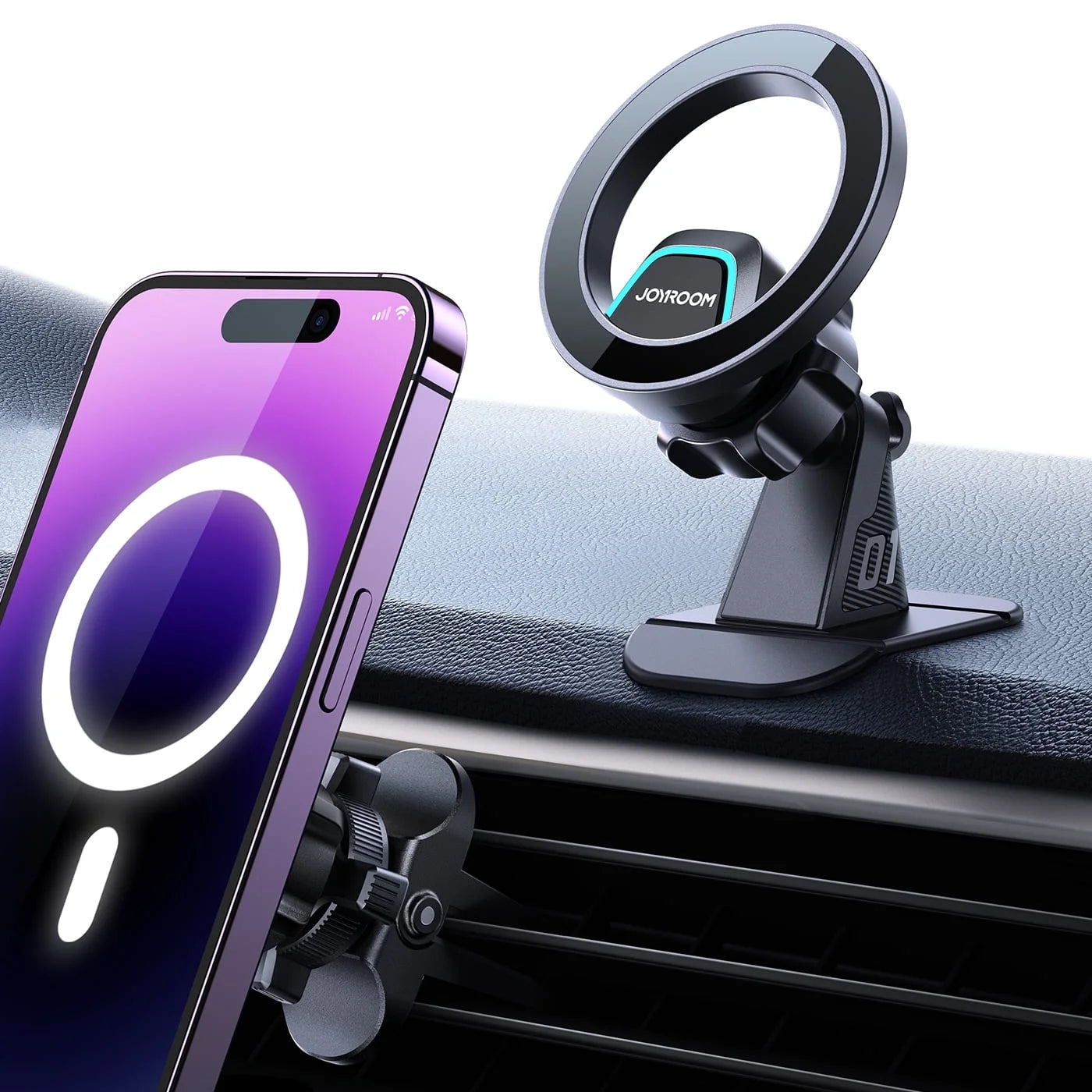 (2 Pack) 2 in 1 Magnetic Phone Holder for Car, Air Vent & Dashboard Car Phone Holder for Iphone, Compatible for Magsafe Car Mount, Fit for Iphone 16 15 14 13 12 Pro Max