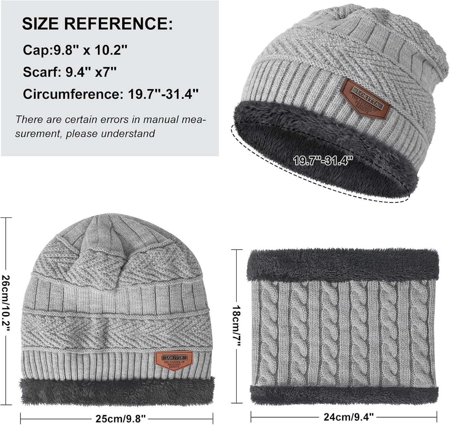 Winter Beanie Hats Scarf Gloves Set Thick Warm Slouchy Beanies Hat Knit Skull Cap Neck Warmer for Men Women