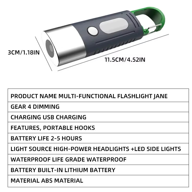Mini Convenient High Power LED Flashlight Camping Flashlight, 3Ledand Side Lights Telescopiczoom Waterproof Light, Lampshade