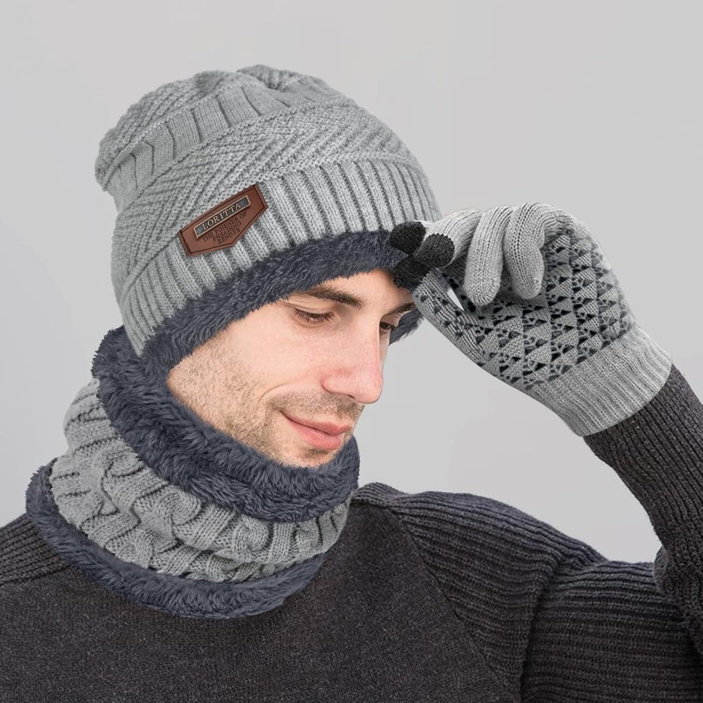 Winter Beanie Hats Scarf Gloves Set Thick Warm Slouchy Beanies Hat Knit Skull Cap Neck Warmer for Men Women