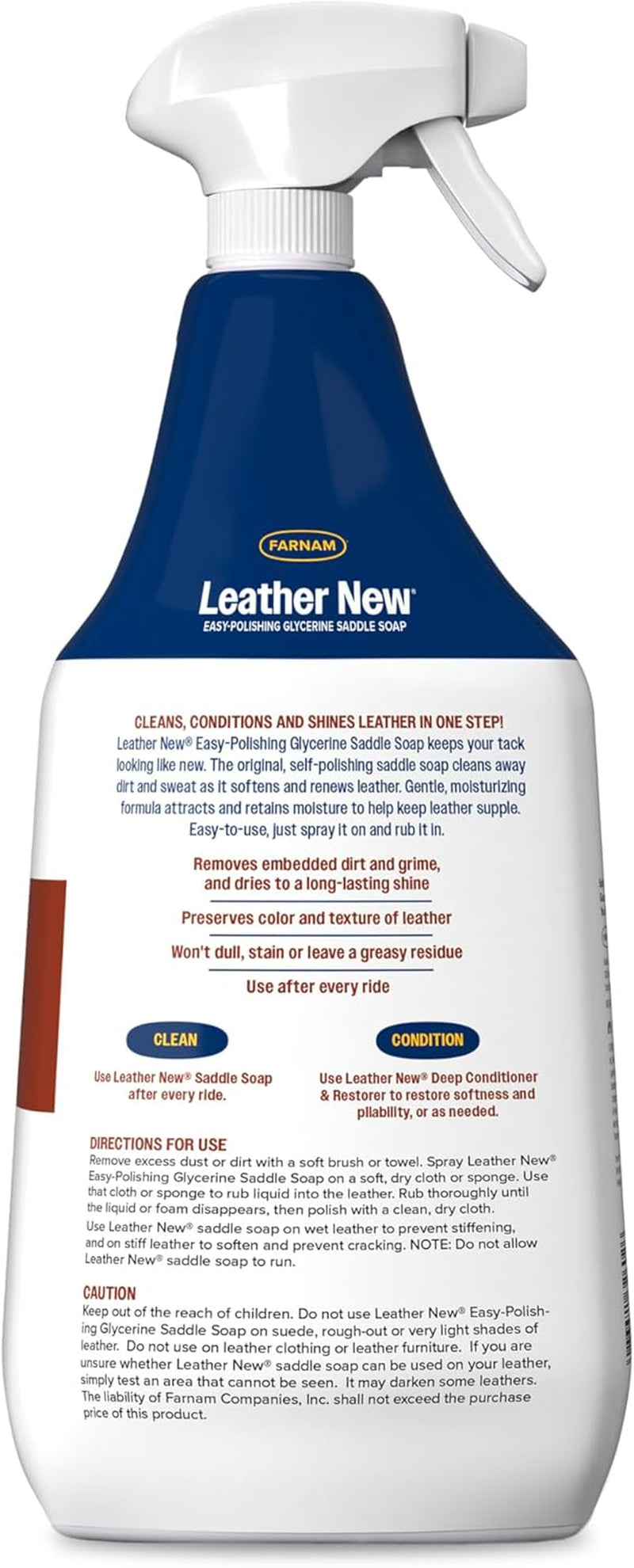 Leather New Easy-Polishing Glycerine Saddle Soap and Leather Cleaner, 32 Oz