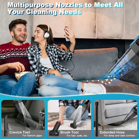 Cordless Car Vacuum Lightweight High Power Handheld Vacuum Cleaner with LED Light, Hand Vacuum for Car Home Office and Pet Hair, Indigo Blue