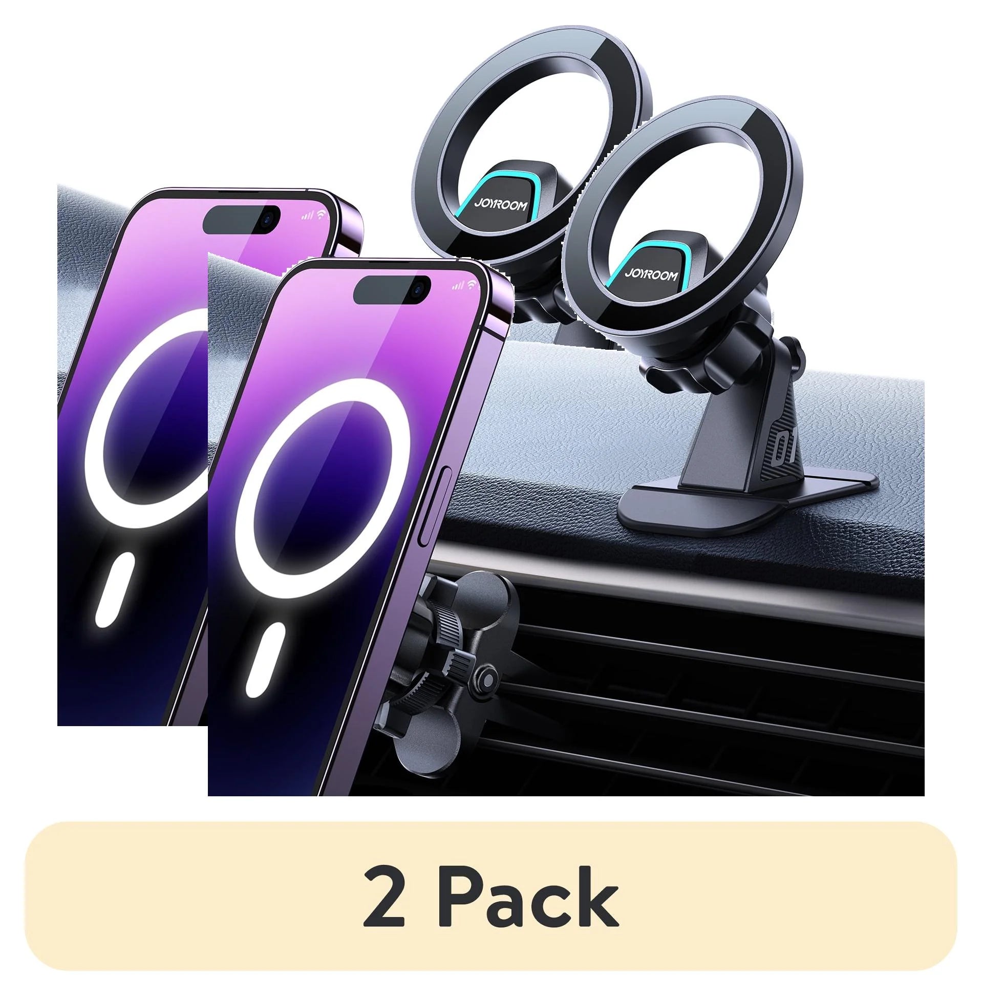 (2 Pack)  2 in 1 Magnetic Phone Holder for Car, Air Vent & Dashboard Car Phone Holder for Iphone, Compatible for Magsafe Car Mount, Fit for Iphone 16 15 14 13 12 Pro Max