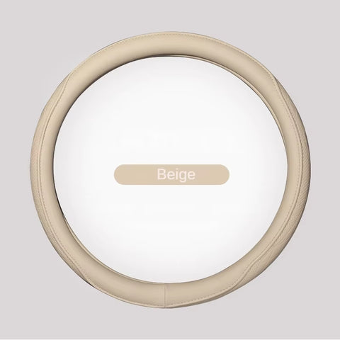 Napa Leather Perforated Patchwork Car Steering Wheel Cover, Non-Slip, Breathable, Universal 15 Inch (Approx. 38Cm)