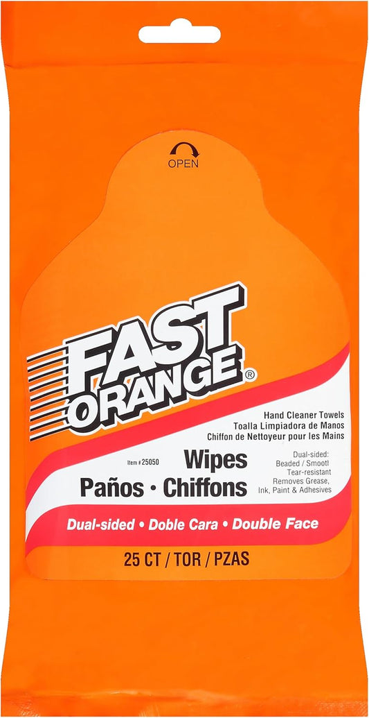 25050 Hand Cleaner Wipes, Mechanic Wipes for Auto Shop, Heavy Duty Wipes, Removes Grease, Oil, Exhaust Fumes from Hands and Skin, 25 Count