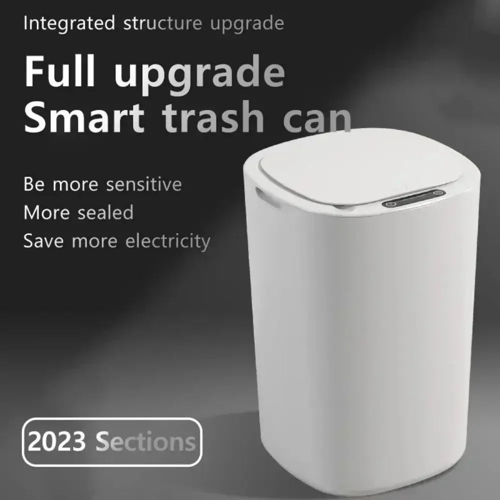 Smart Sensing Trash Can Automatic White Trash Can Kitchen Bathroom Waterproof 12L Electric Trash Can Trash Bin Kitchen
