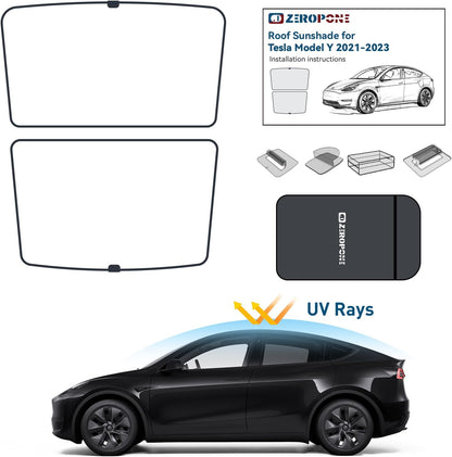 Sunshade Roof for Tesla Model Y, Tesla Accessories Heat Insulation Foldable Glass Sunroof Cover for Model Y 2024 2023 2022 2021