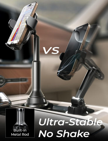 Cup Phone Holder for Car No Shaking Car Phone Holder Mount, 360° Adjustable Car Accessories for Women Truck Jeep, Golf Accessories for Iphone 16E 16 15 14 13 Pro Max Samsung S25 All 4-7'' Phone