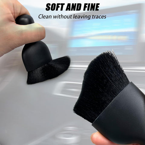 2 PCS Automotive Cleaning Brushes - Soft Bristles, Curved Design for Air Vents, Dashboards, Engines, Computers - Perfect for Car Interior Detailing (Black), GU33