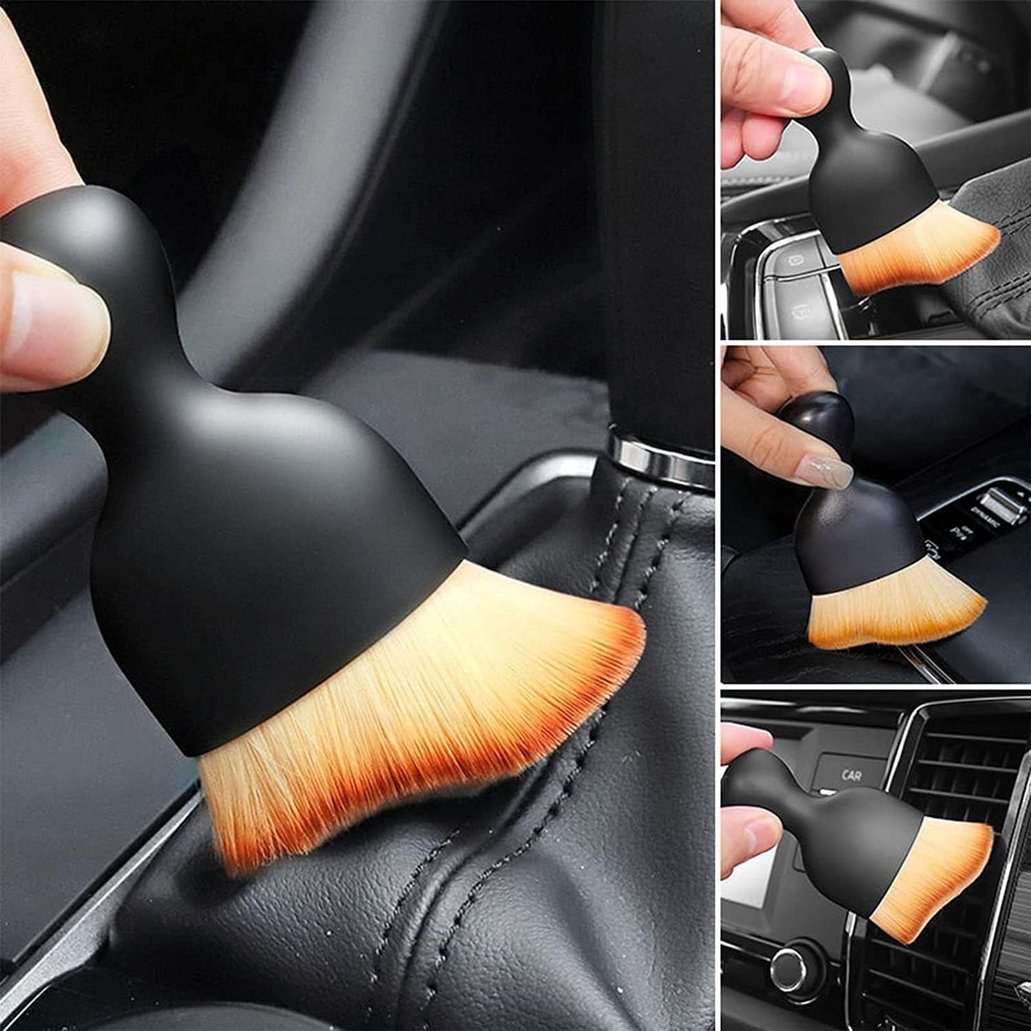 Car Brush, Car Interior Cleaning Tool, Car Cleaning Brush Dust Collectors, Curved Design Dirt Dust Clean Brushes, Engine Compartment and Dashboard(2 PCS)