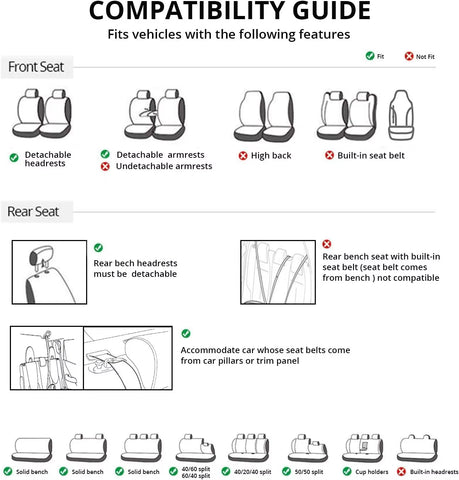 Universal Car Seat Covers Full Set Cloth Set for Most Sedans Vans Suvs Trucks Car Seat Protector Front and Rear Back Seat Covers