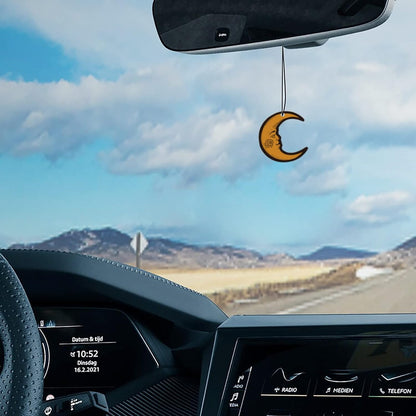 2Pcs Sun and Moon Car Air Freshener Set, Funny Air Freshener Car Accessories, Rearview Mirror Pendant