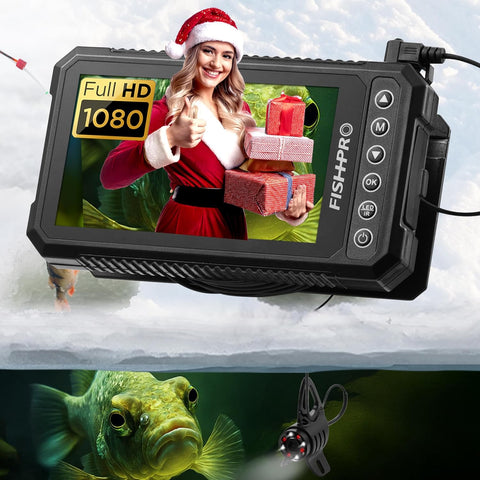 [® 2025 Upgrade] 4.5'' True HD 1080P Underwater Fishing Camera (Plug & Play) - Ice Fishing Camera Underwater W/ 5,000Mah, USB-C, IR+LED, Fish Finder Camera for Ice/Lake/Boat Fishing, 20M/66Ft