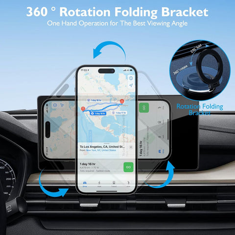 Electric Vacuum Magnetic Car Phone Mount, 360° Rotatable Car Suction Phone Mount, Vacuum Magnetic Phone Holder, Strong Suction for Car & All Smooth Surface,Compatible with All Phone Types (Black)