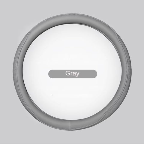 Napa Leather Perforated Patchwork Car Steering Wheel Cover, Non-Slip, Breathable, Universal 15 Inch (Approx. 38Cm)