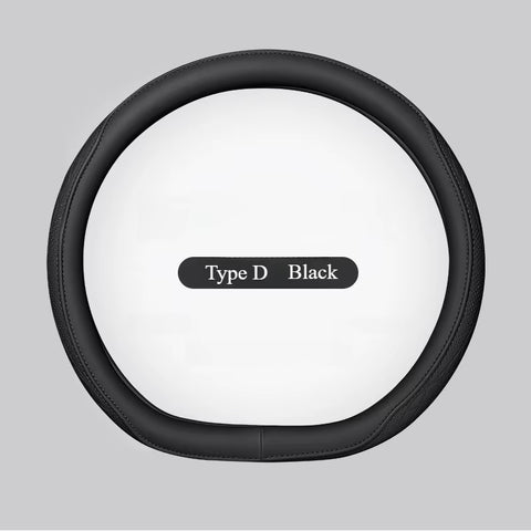 Napa Leather Perforated Patchwork Car Steering Wheel Cover, Non-Slip, Breathable, Universal 15 Inch (Approx. 38Cm)