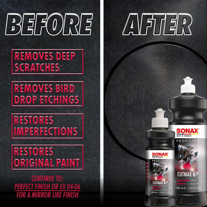 Cutmax Compound 246141 | High-Abrasive Paint Correction Polish for P1500 Grit Sanding Marks | Silicone-Free, Dust-Free, and Odorless | Long Buffing Cycle for Severe Weathered Paint | 250Ml