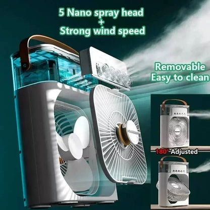 3 in 1 Summer Cooling Fan Portable Desktop Humidifier USB Mini Air Conditioners Night Light Water Mist for Home or Office