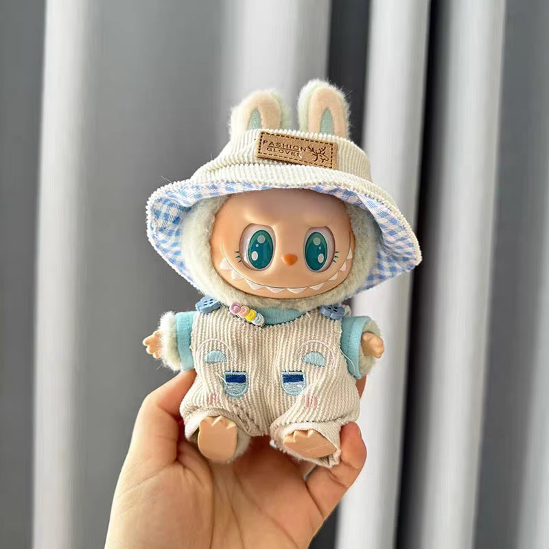 For Labubu V2 Plush Doll Pendant Cartoon Jumpsuit Three Piece Set Cool & Cute Outfit Accessories Labubu Clothes Ropa Labubu