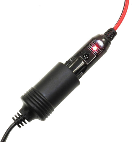 12V Replacement Cigarette Lighter Male Plug with Lead - 24V Car Power Adapter Auto Accessories with Led Lights, 15A Fuse (Male Plug to Tinned Terminal)