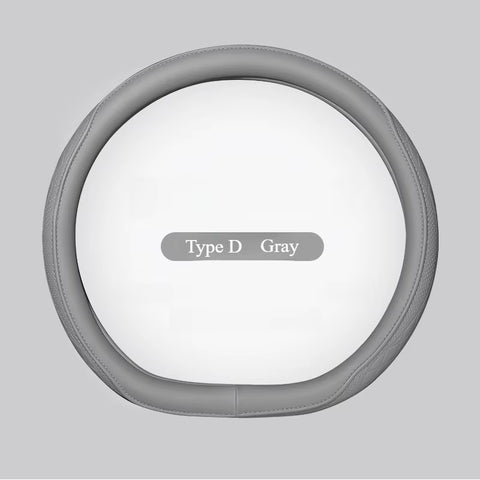 Napa Leather Perforated Patchwork Car Steering Wheel Cover, Non-Slip, Breathable, Universal 15 Inch (Approx. 38Cm)