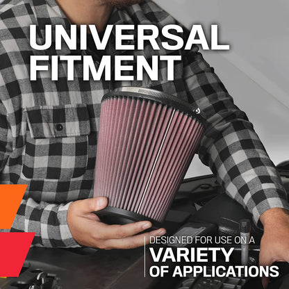 High-Flow Original Lifetime Universal Clamp-On Air Filter: High Performance, Premium, Washable: Flange Diameter: 3 In, Filter Height: 6.5 In, Flange Length: 0.625 In, Shape: Round, RU-2820