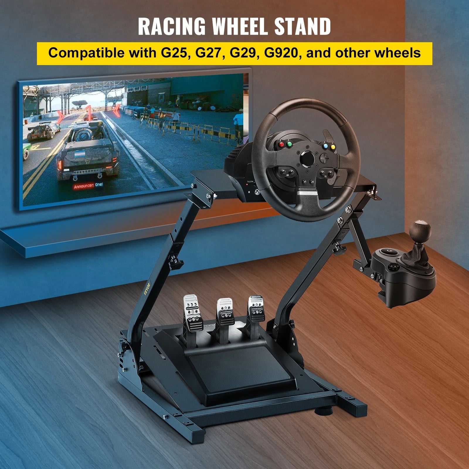 Racing Steering Wheel Adjustable Stand Racing Simulator Cockpit Fit for Mainstream Brands