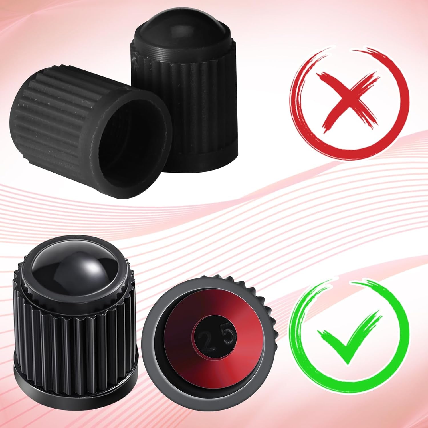 20 Pcck Tire Valve Team Caps Car Tire Caps Plastic Universal Black Stem Covers for Bike Bicycle Cars Suv Trucks Motorcycles