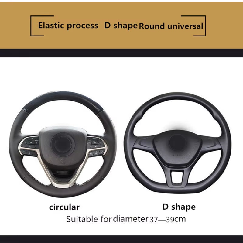 Automobile Universal Steering Wheel Cover Non-Slip Car Steering Wheel Cover Non-Slip Embossed Leather Car-Styling