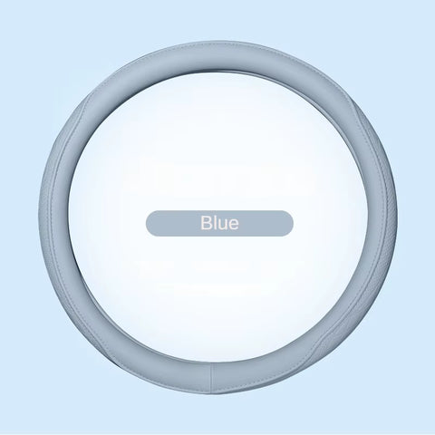 Napa Leather Perforated Patchwork Car Steering Wheel Cover, Non-Slip, Breathable, Universal 15 Inch (Approx. 38Cm)