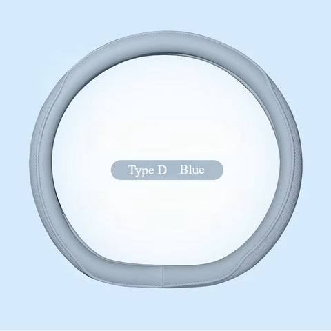 Napa Leather Perforated Patchwork Car Steering Wheel Cover, Non-Slip, Breathable, Universal 15 Inch (Approx. 38Cm)