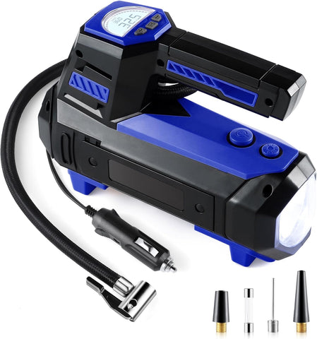 Tire Inflator Portable Air Compressor for Car Tires - Car Accessories, 12V DC Air Pump with Digital Tire Pressure Gauge, Max 150PSI with Emergency LED Lights for Car, Camper, RV, Truck